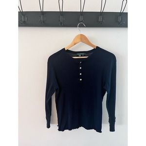 Lauren Ralph Lauren Gold Button Henley